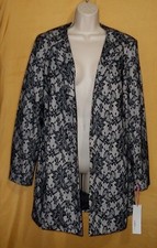 Kelly & Diane Womens Black Ivory Paisley Thigh Open Coat Lace Top Jacket $178