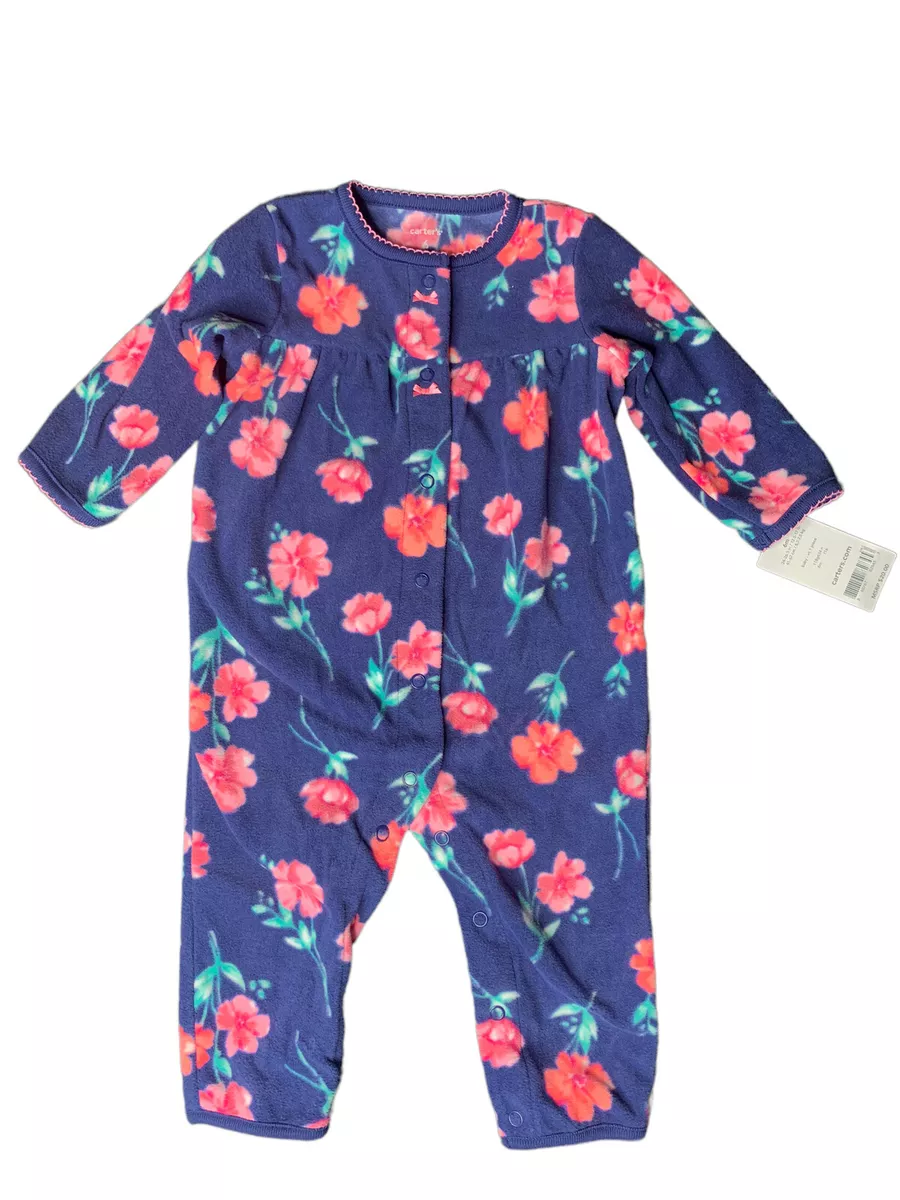 Carter s Baby Girl One Piece Fleece 6 Months Pajamas Snap Blue