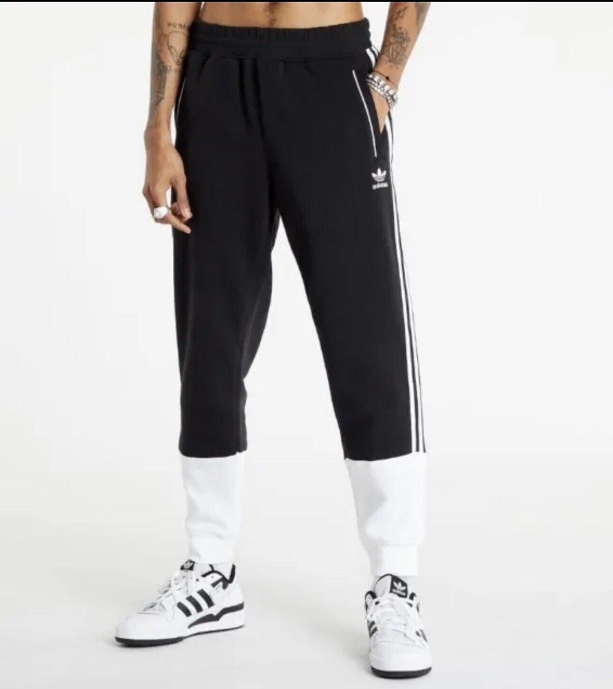 Men’s Size S adidas Originals Superstar Fleece Track Pants White Black HC2082