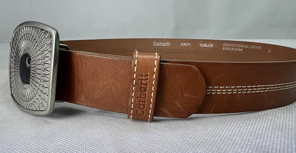 Carhartt Silver C Logo Buckle & Genuine Nubuck Leather Belt  display picture 1
