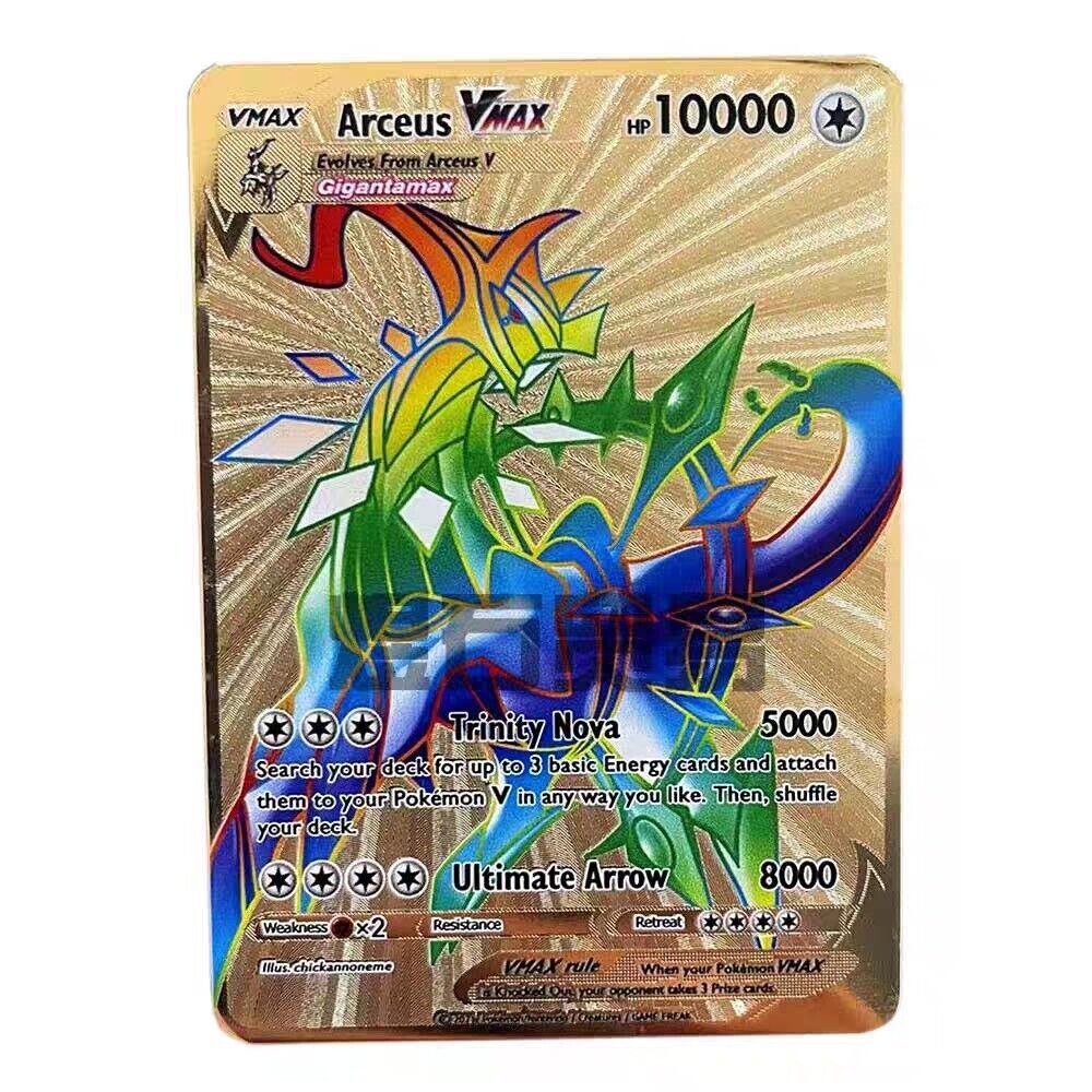 NEW Pokémon 10000point Metal Cards TCG Arceus VMAX Golden Pokemon Gifts For  Kids