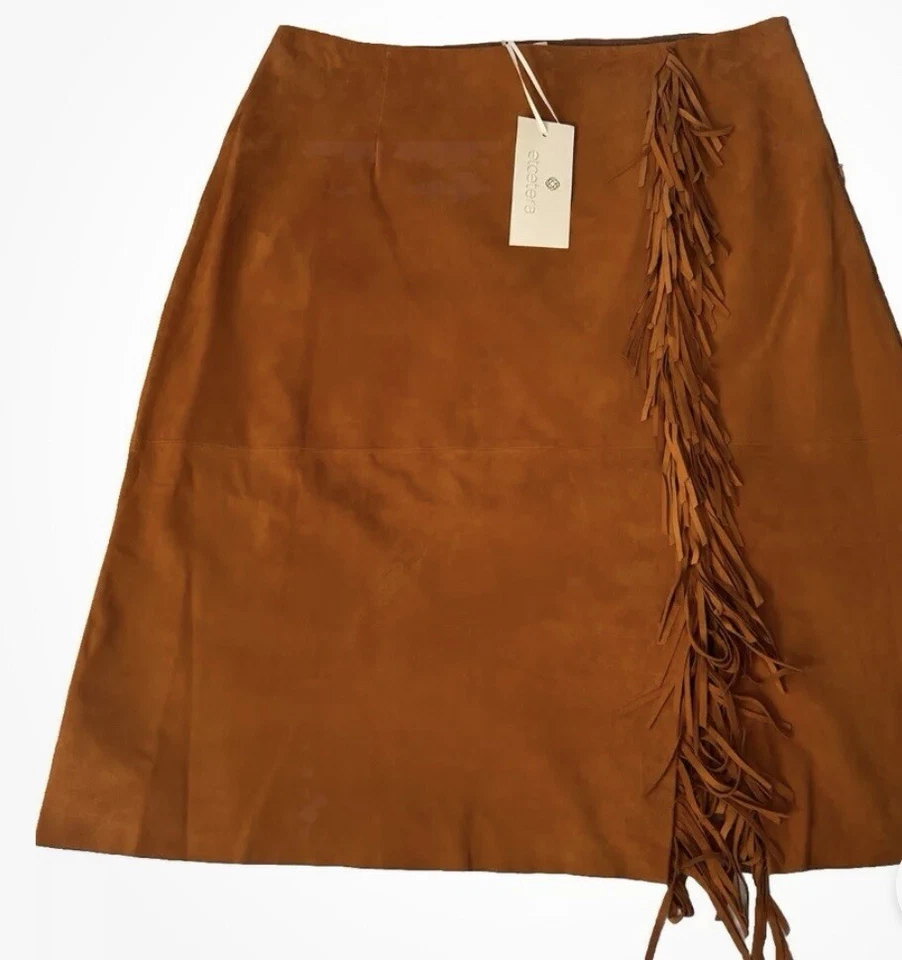 Falda con flecos 100 % gamuza rústica colección Etcetera talla 8, 3 talla 12 nueva con etiquetas $589 Foto 4 de 4