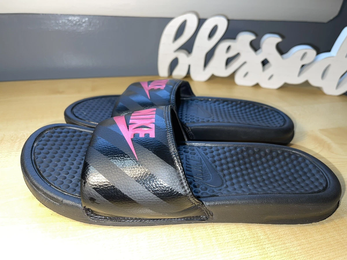 Nike slides hotsell blue and pink
