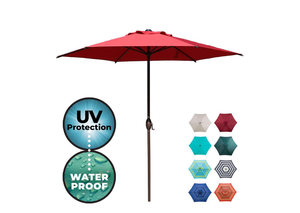 Red 9 Ft Market Outdoor Patio Umbrella With Push Button Tilt And Crank Ebay