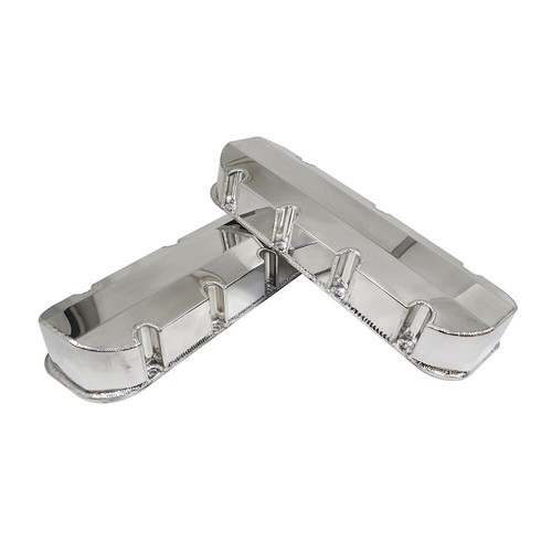 Cubiertas de válvula sin orificio de aluminio pulido fabricado Big Block Chevy 396 427 454 - Imagen 2 de 3
