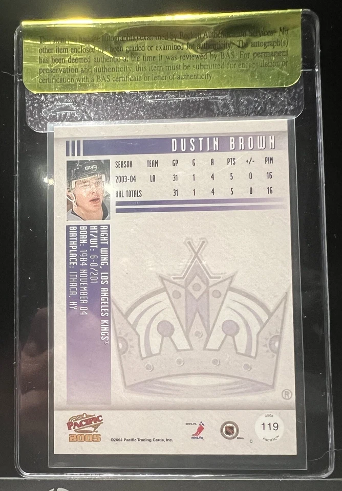 Dustin Brown 2004-05 Autograph Blue Sharpie Beckett Authenticated #119 LA Kings - Image 3 of 4