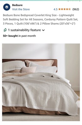 Bedsure King Size Quilt Set - Lightweight Quilt King - Linen
