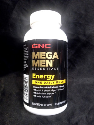 GNC MEGA MEN.. ENERGY.. ONE DAILY MULTI..60 CAPLETS..SEP 2025