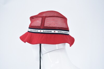 SUPREME Mesh Crown Crusher RED Bucket Hat Cap Sz S/M - NWT! S/S