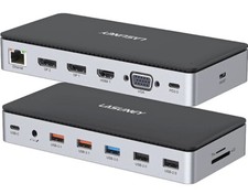 LASUNEY USB C Laptop Docking Station, 4K 60Hz Triple Display Multiport Adapter