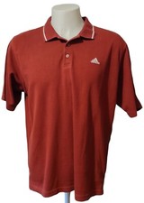 Adidas Polo Shirt Men's Large Logo Golf Short Sleeve Collared 3 button Maroon