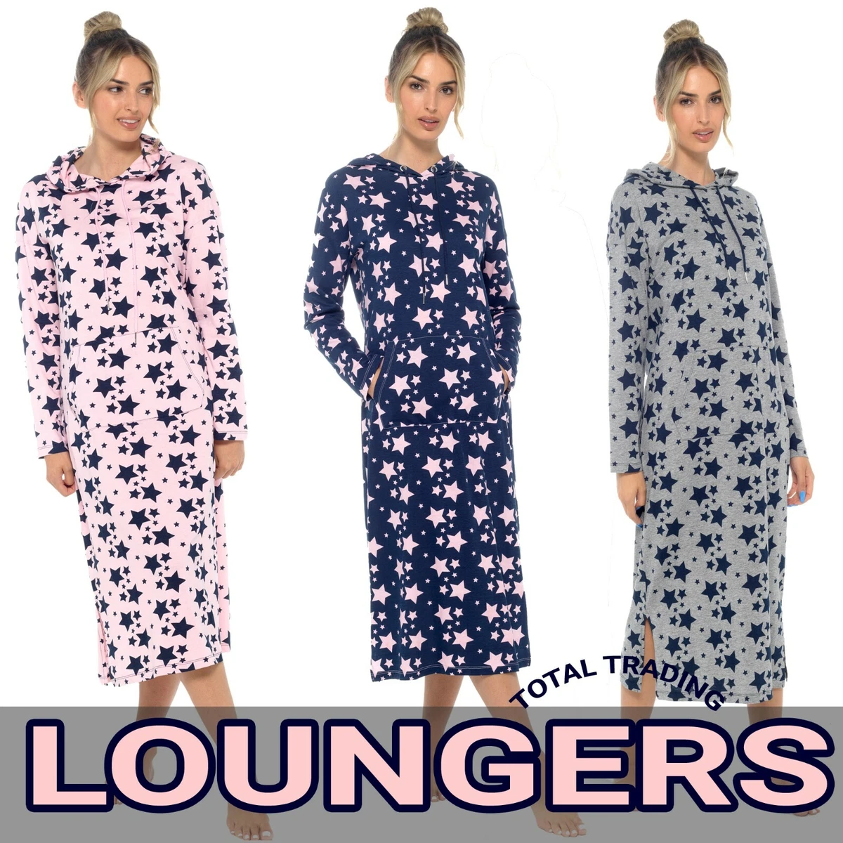 Ladies Nightie Nightshirt Nightdress HOODED COTTON womens long Sleeve NIGHTIE