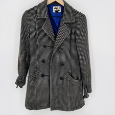 Volcom Double Breasted Black & White Houndstooth Pea Coat Women's Size Small