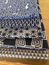 Set of 5 Japanese Tenugui Towels Cotton Fabrics Crafts Traditional Pattern C