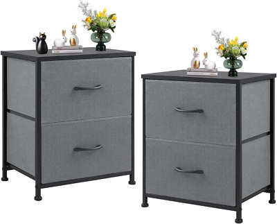 Set of 2 Nightstands with Drawers - Stylish Small End Tables for Any Room