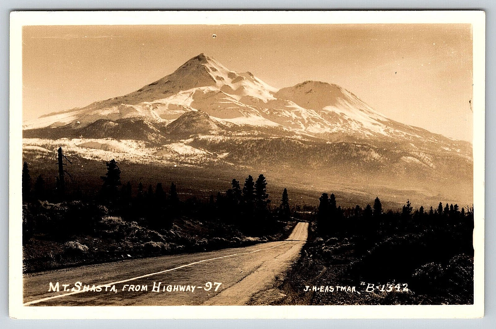 Original Old Vintage Antique Postcard Mountain Road Mt. Shasta California USA