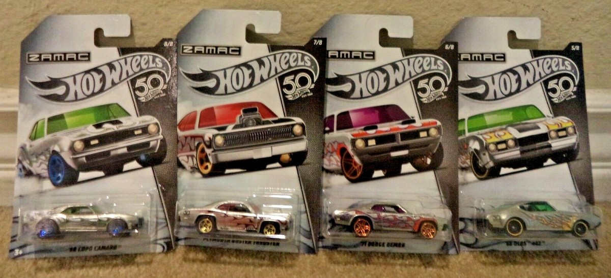 HOT WHEELS 50TH ANNIVERSARY ZAMAC SET OF 8 CAMARO MUSTANG CONCEPT