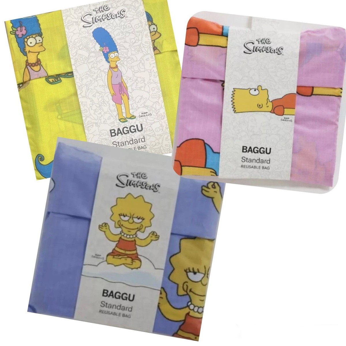 Baggu Simpsons シンプソンズ BAGGU × The Simpsons 3pc Set “Bart, Lisa, Marge” Reusable