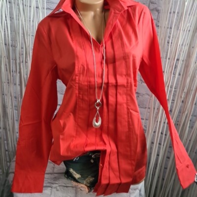 Patrizia Dini Heine Bluse Gr. 36 - 42 Rot mit Biesen (112) NEU