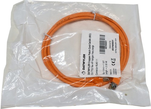 Dätwyler 2m 65376000DY Copper Patch Cord RJ-45 Cat.6A IEC orange NEW NEU - Bild 2 von 3