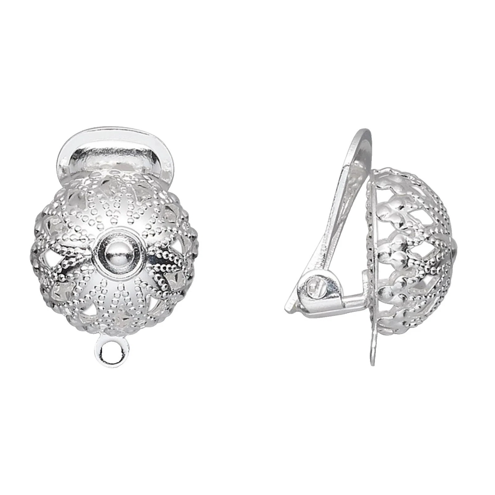 Hallazgos en blanco con clip de plata - en pendientes