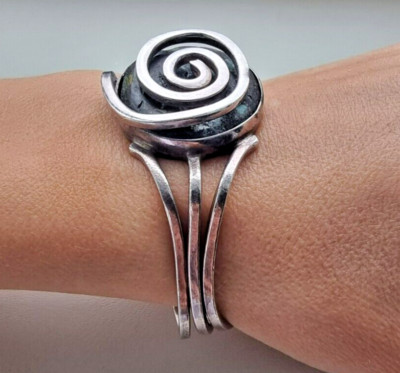 MODERNIST 925 STERLING SILBER 20. JAHRHUNDERT DREIDIMENSIONALES SPIRALARMBAND