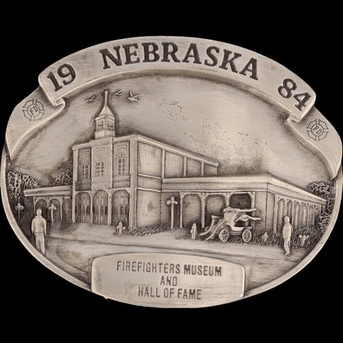 New Nebraska Firefighters Museum Kearney Hall Fame NEFFM NOS Vintage Belt Buckle - Picture 3 of 5