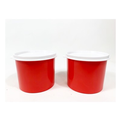 Tupperware Small Canister Gift 2箱セット　新品 Tupperware Set Of 2 Mini Canisters Containers 2 cup Red-NEW | eBay