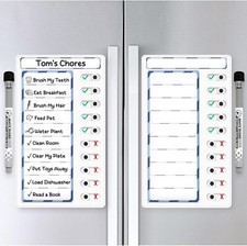 2 Pcs Dry Erase Chore Chart for Kids - Magnetic Checklist and to Do White