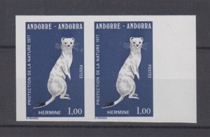 Andorra (Fr) 1977, Ermine. Scott #253, IMPERF / IMPERFORATE pair