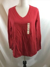 Sonoma red ribbed long sleeve T - womens XL - NWT - armpit to armpit  21"