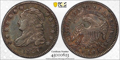 1827 Capped Bust Dime PCGS XF45