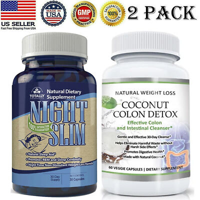 Night Slim Weight Loss Sleep Aid Pills & Coconut Colon Cleanse Detox Supplements