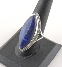 Sterling Silver 32 ct Marquise Lapis Lazuli Ring