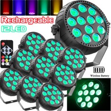 72W 12LED Mini Rechargeable Par Light RGB 3in1 DJ Stage Lighting With Remote US