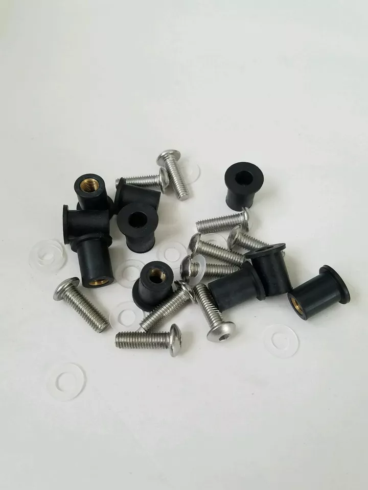 10 Tuercas de Goma para Pozo y Pernos de Acero Inoxidable Carenado Pantalla Motocicleta Bicicleta M5 5mm Foto 3 de 3