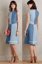 NWT 2 Anthropologie Pieced Denim Dress by Holding Horses, Flattering & Unique