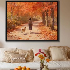 Shiba Inu Dog Oil Painting Landscape Canvas Wall Art Rustic Dog Decor Print