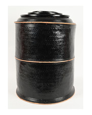 Antique Chinese Woven Rattan Lacquered Storage Basket