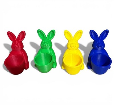 4er Set Hasen Eierhalter - bunte Osterhase Eierbecher