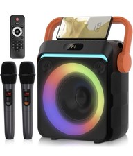 Karaoke Machine with 2 Wireless Microphones, Portable Bluetooth Karaoke Speaker