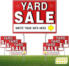 7 Pcs Yard Sale Signs with Metal Stakes, 17" X 13", Double-Sided Yard Sale Sign