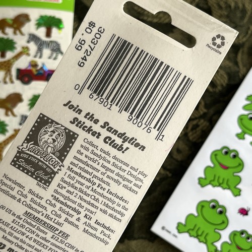 Sandylion Vintage NIP Safari Stickers Prismatic Zebra Lion Jeep Bear Y2K & Frog - Picture 10 of 15