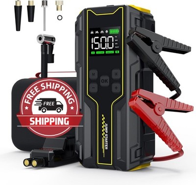 Arrancador de coche 6000A con compresor 150PSI, luz LED, batería 12V portátil