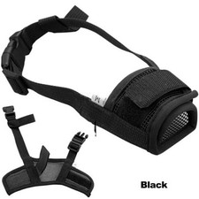 Dog Mask Mouth Muzzle, Adjustable for Dogs Cats Black