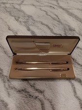 Vintage 1982 Cross Ballpoint Pen Set 1/20 10 Karat Gold Filled USA.