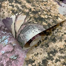 Trees Wallpaper Mulberry / Green Basildon Forest Victorian Foliage Holden 13930