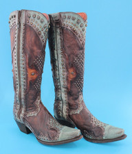 VTG Women's Dan Post Natasha Leather Studded Western Boots Sz 9 M Snip Toe