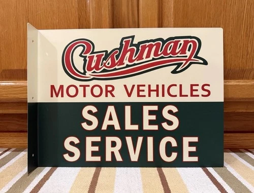 Cushman Motor Vehicles Sales Service Flange Sign 2 Side Vintage Style Wall Decor