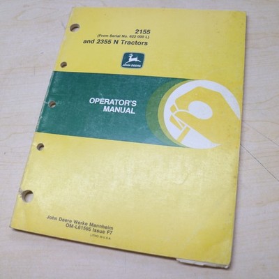 JOHN DEERE 2155 2355 N TRACTOR Owner Operation Maintenance Manual operator guide